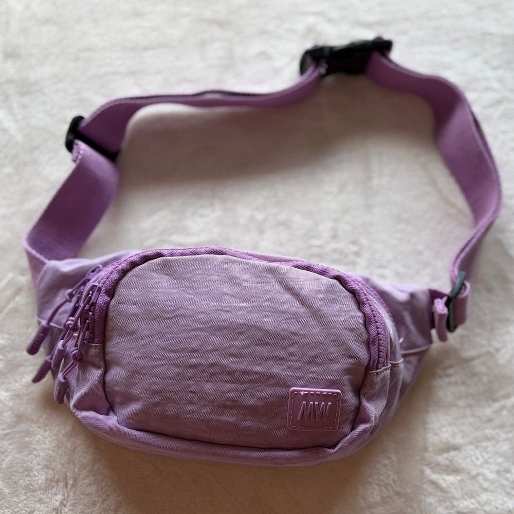 MW Purple Nylon Adjustable Belt Bag Fanny Pack Unisex One Size Excellent